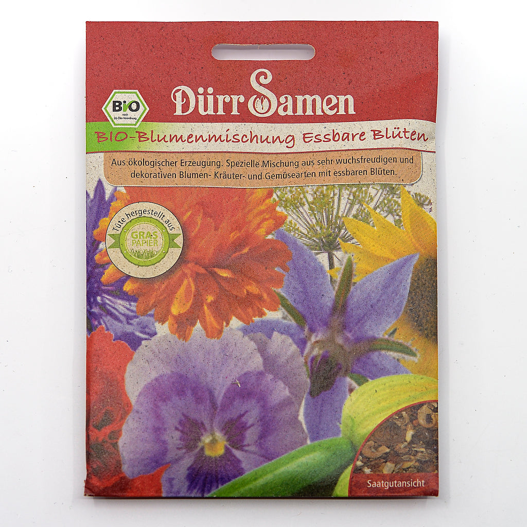 Bio-Saatgut-Mischung Essbare Blüten mit Kornblume, Ringelblume, Kapuzinerkresse, Borretsch
