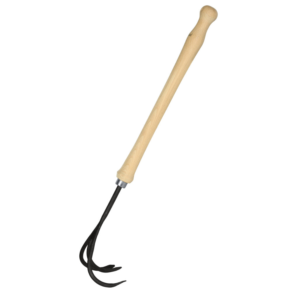 Grubber mit drei Zinken und 40 cm langem Handgriff zum Auflockern des Bodens