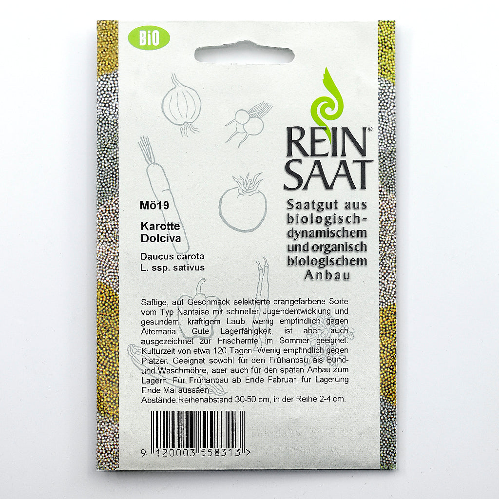 Portionstüte, samenfestes Bio-Saatgut Möhre 'Dolciva', tolerant gegen Alternaria