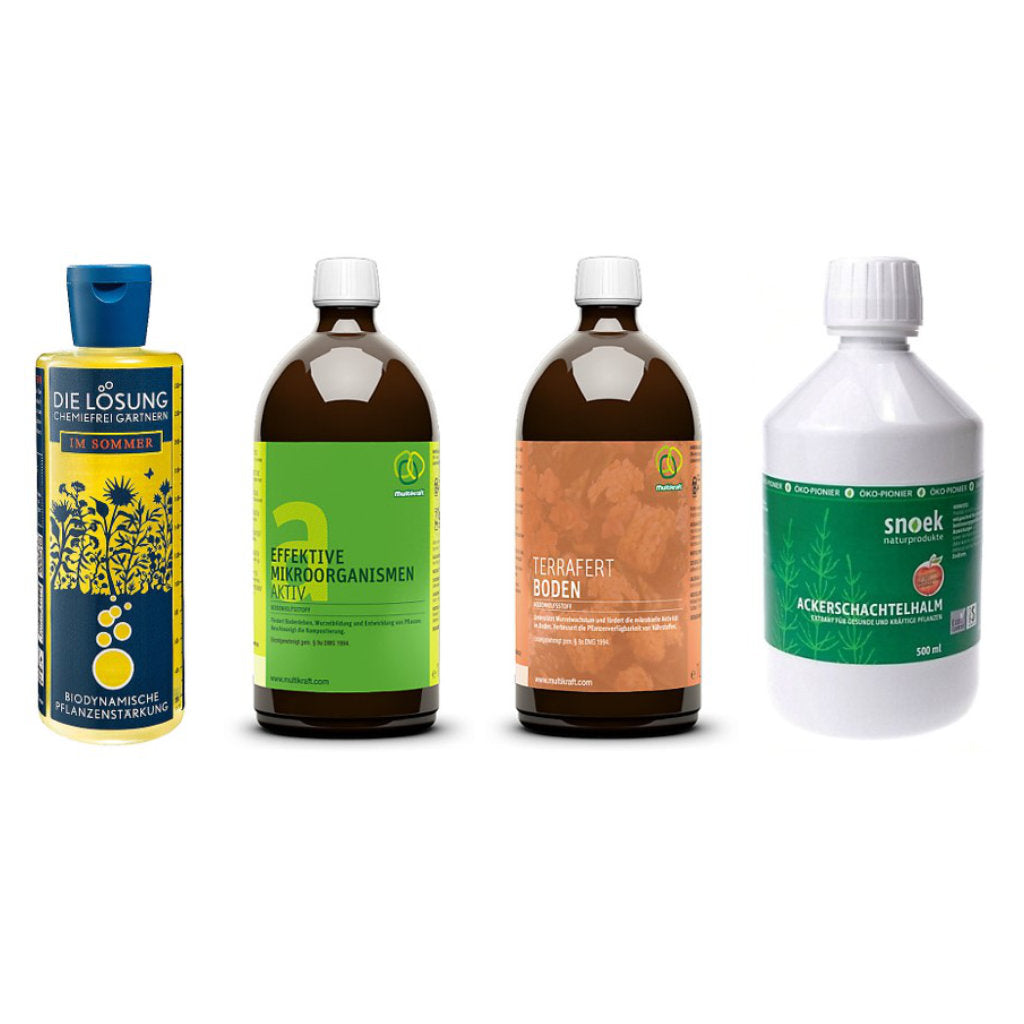 Bio-Pflanzenpflege mit Lösung im Sommer, Effekt. Mikroorg., Terrafert Boden, Ackerschachtelhalm