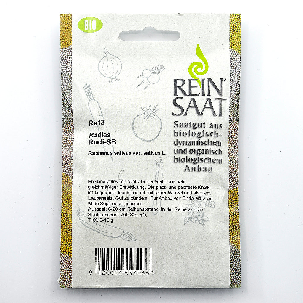 Portionstüte, samenfestes Bio-Saatgut Radis 'Rudi', platzfest, früh reifend