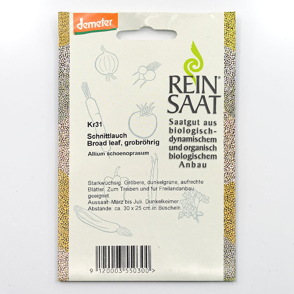 Portionstüte, samenfestes Bio-Saatgut Schnittlauch 'Broad Leaf', würziges Aroma