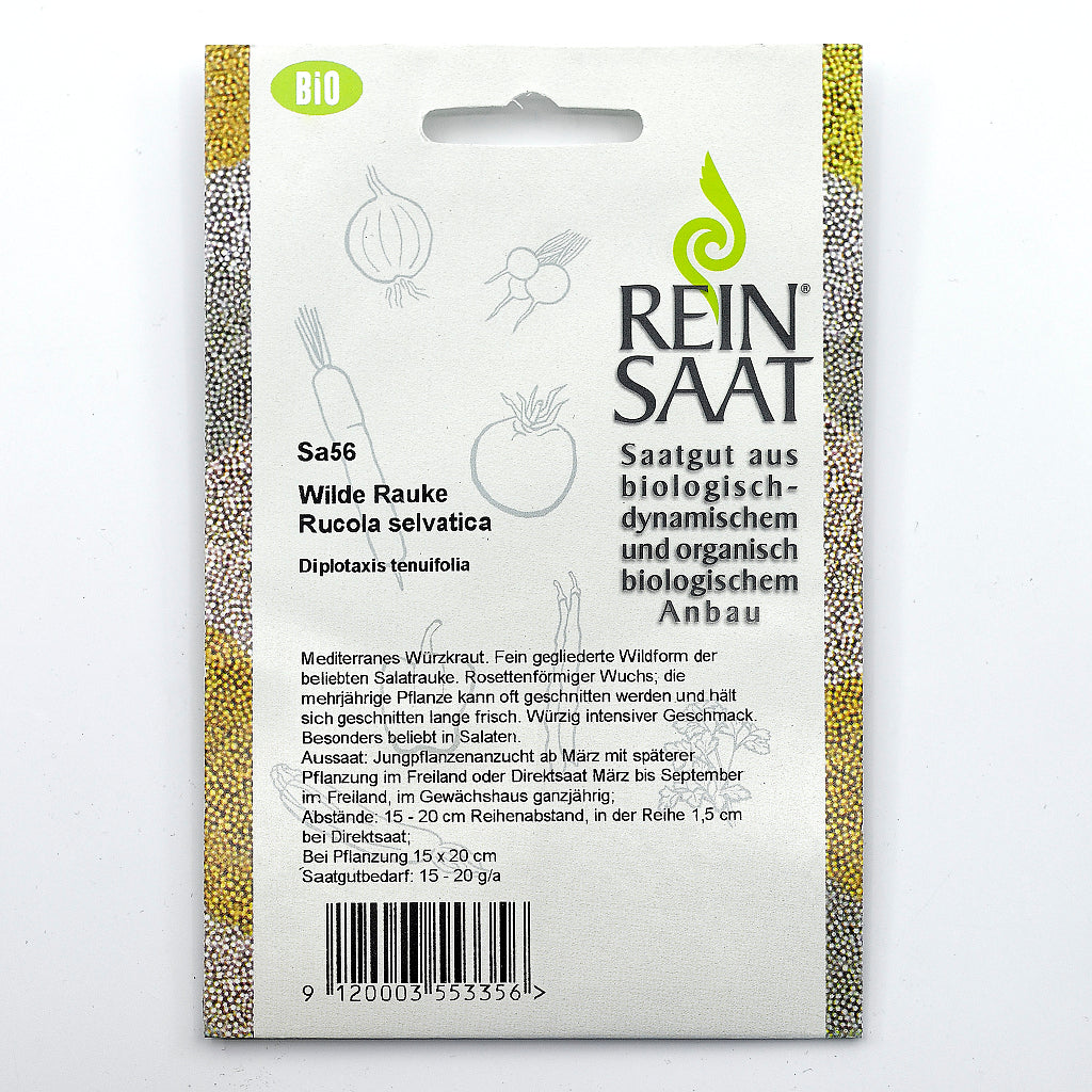 Portionstüte, samenfestes Bio-Saatgut Wilde Rauke, langsam wachsende Wildform