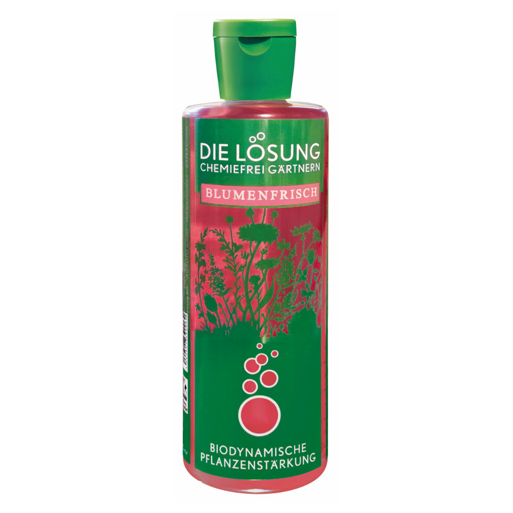 "Die Lösung Blumenfrisch" besteht aus fermentierten Rinden, hält Blumen frisch, Produktbild