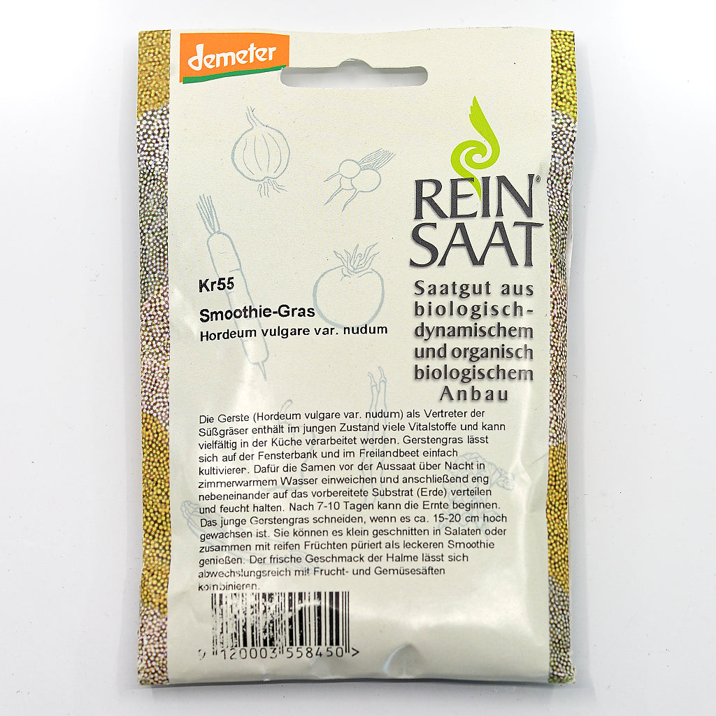 Portionstüte, samenfestes Bio-Saatgut von Gerste für Smoothie-Gras