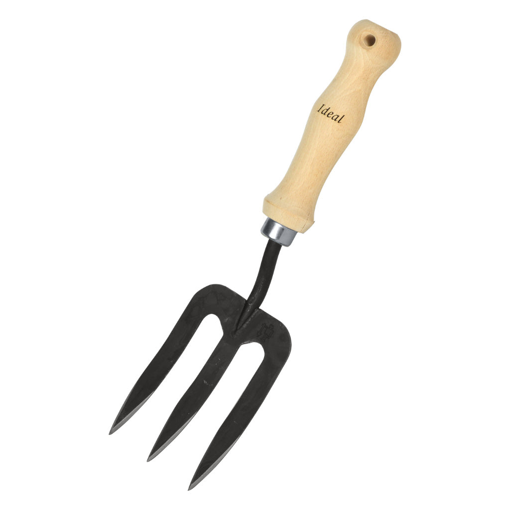 Handgabel mit drei gespitzten Zinken zum Lockern des Bodens, Produktbild